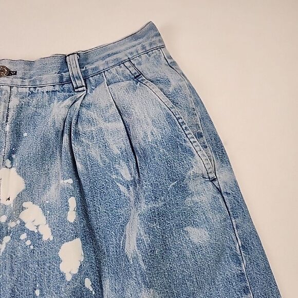 VTG Ralph Lauren Country Pleated Front Distressed Denim Jeans Shorts Size 12 Y2K - Picture 6 of 12
